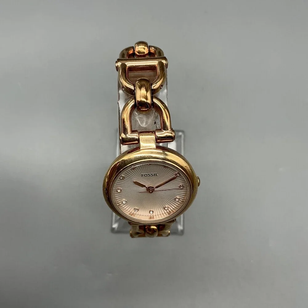 Fossil Womens Watch 28mm Silver Dial Gold Tone Bracelet 50M New Battery 7.5